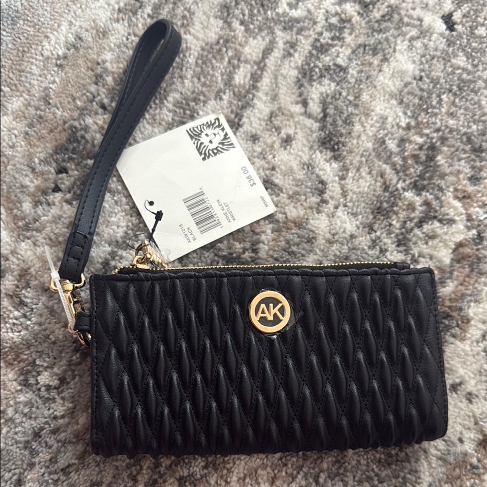 Anne Klein Black Quilted Wristlet